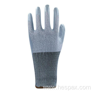 Hespax Anti-cut HPPE Smooth Nitrile Coated Protective Glove